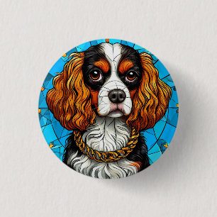 Dog Stained Glass Portrait 3 Cm Round Badge