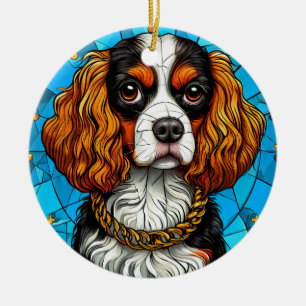 Dog Stained Glass Portrait Ceramic Tree Decoration