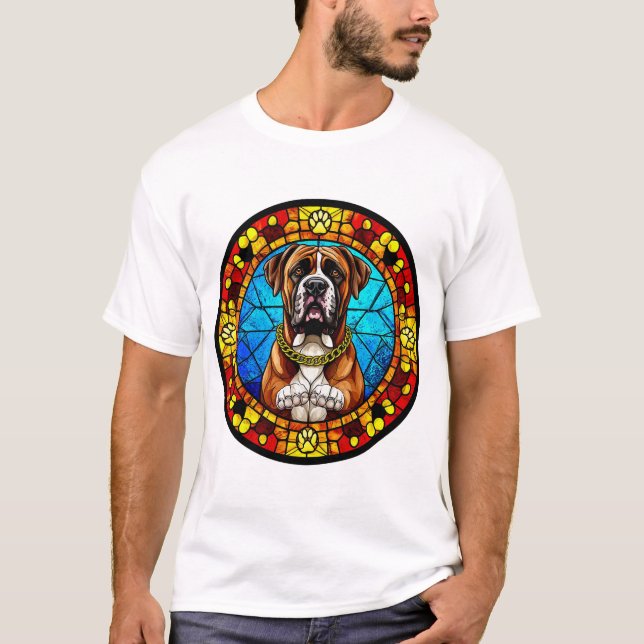 Dog Stained Glass Style Artwork T-Shirt (Front)