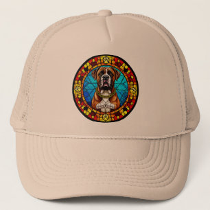 Dog Stained Glass Style Artwork Trucker Hat