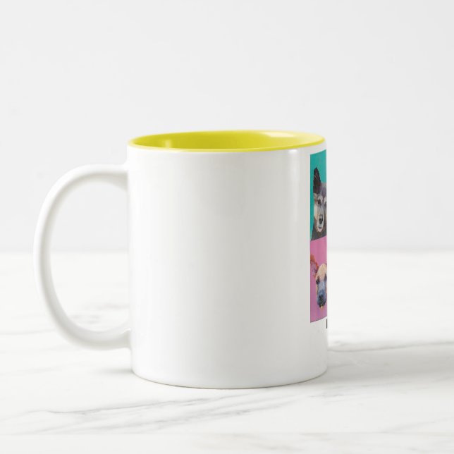 dog sticker on yellow cup (Left)