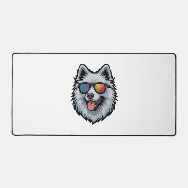 Dog Sunglasses Mountain Sunset Reflection Desk Mat (Front)
