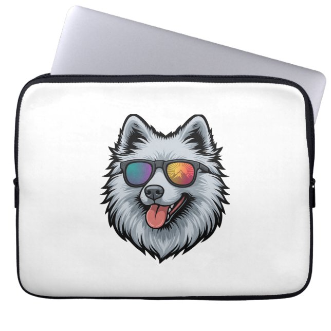 Dog Sunglasses Mountain Sunset Reflection Laptop Sleeve (Front)