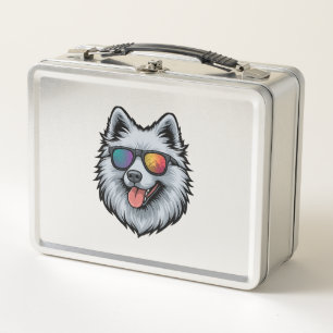 Dog Sunglasses Mountain Sunset Reflection Metal Lunch Box