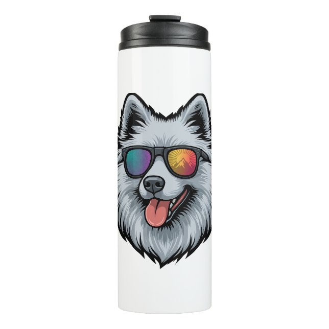 Dog Sunglasses Mountain Sunset Reflection Thermal Tumbler (Front)