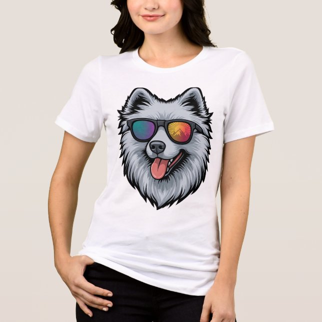Dog Sunglasses Mountain Sunset Reflection Tri-Blend Shirt (Front)