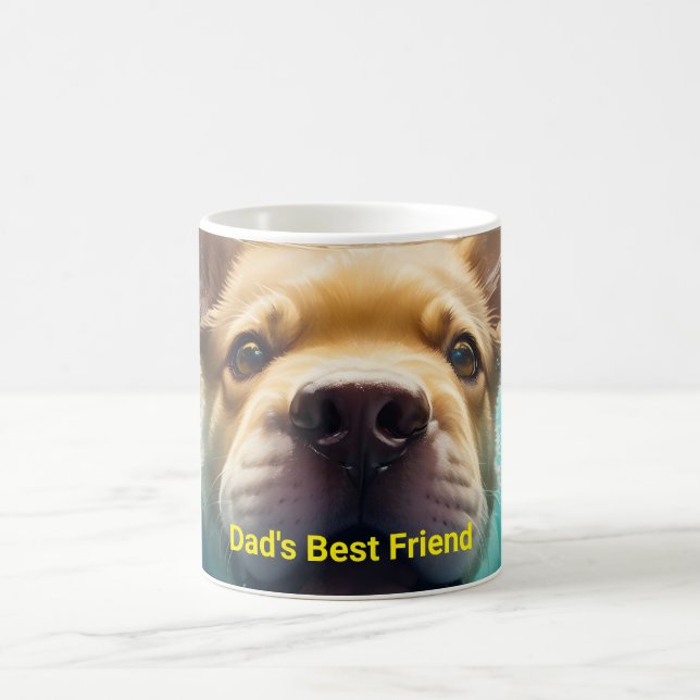 Dog Swimming with flowers Coffee Mug (Center)
