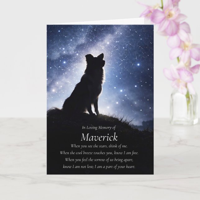 Dog Sympathy Border Collie Custom Name Card (Orchid)