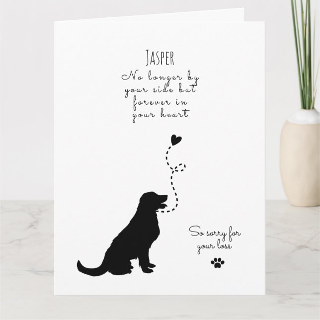 Dog Sympathy Card, custom name. Pet Loss  Card (Front)