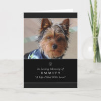 Dog Sympathy Custom Photo Memorial Card - Black