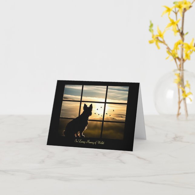 Dog Sympathy Memorial Sunset and Birds Condolences Card (Yellow Flower)