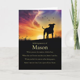 Dog Sympathy Memorial with Custom Name of Dog Card