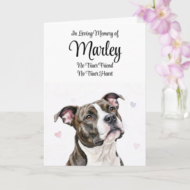 Dog Sympathy Personalised Name Pitbull Pitty Card (Orchid)