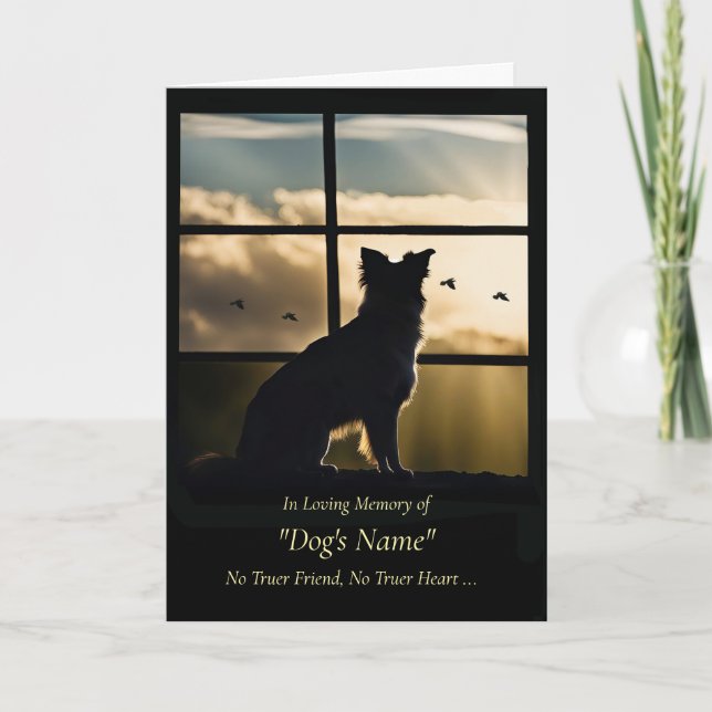 Dog Sympathy with Dog Sunset Birds in Window  Card (Front)