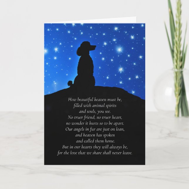 Dog Sympathy with Poodle Silhouetted and Spiritual Card (Front)