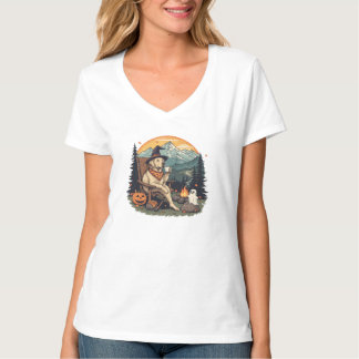Dog T-Shirt - Golden Retriever Halloween Coffee