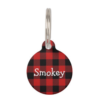 Dog Tag, Buffalo Plaid, Personalised Pet Tag