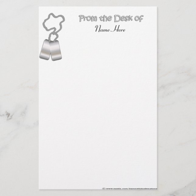 Dog Tag Stationary Stationery (Front)