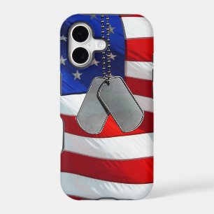 Dog tags on flag