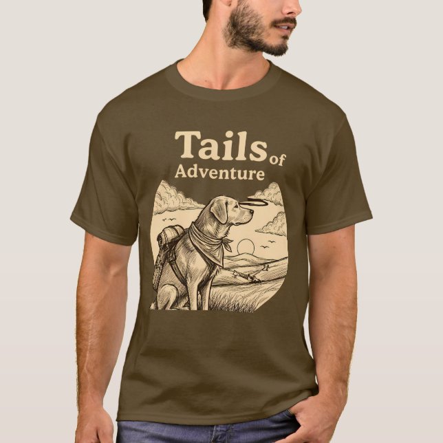 Dog Tails of Adventure Funny Dog Lover Hiking  T-Shirt (Front)