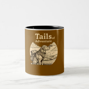 Dog Tails of Adventure Funny Dog Lover Hiking Two-Tone Coffee Mug