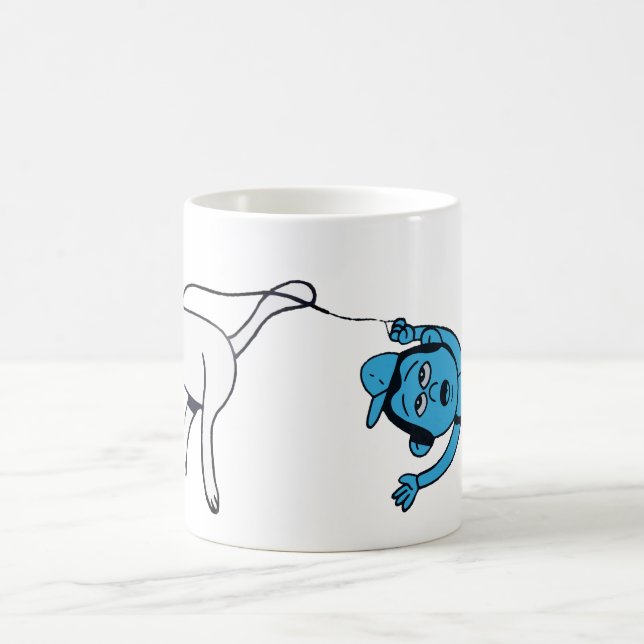 Dog takes man for walk! coffee mug (Center)