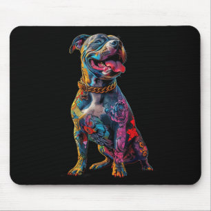 Dog Tattoos Pitbull Tattooed Colorful Tattooed Dog Mouse Pad