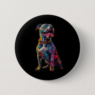Dog Tattoos Pitbull Tattooed Colourful Tattooed Do 6 Cm Round Badge