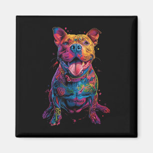Dog Tattoos Pitbull Tattooed Colourful Tattooed Do Magnet