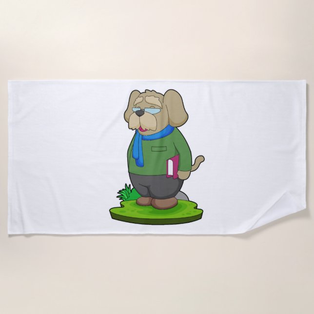 Dog Teacher Book Beach Towel (Front)