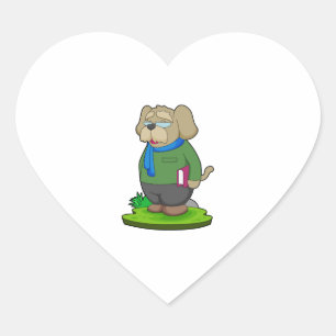 Dog Teacher Book Heart Sticker