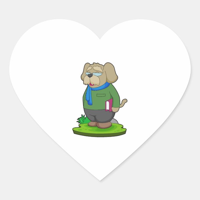 Dog Teacher Book Heart Sticker (Front)
