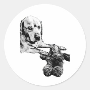 Dog & Teddy   Black & White Sticker