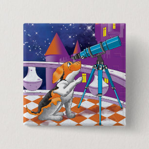 dog telescope 15 cm square badge