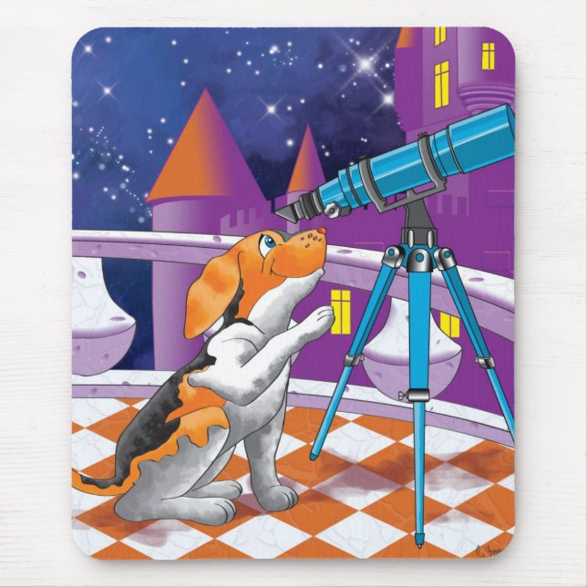 dog telescope mouse pad (Front)
