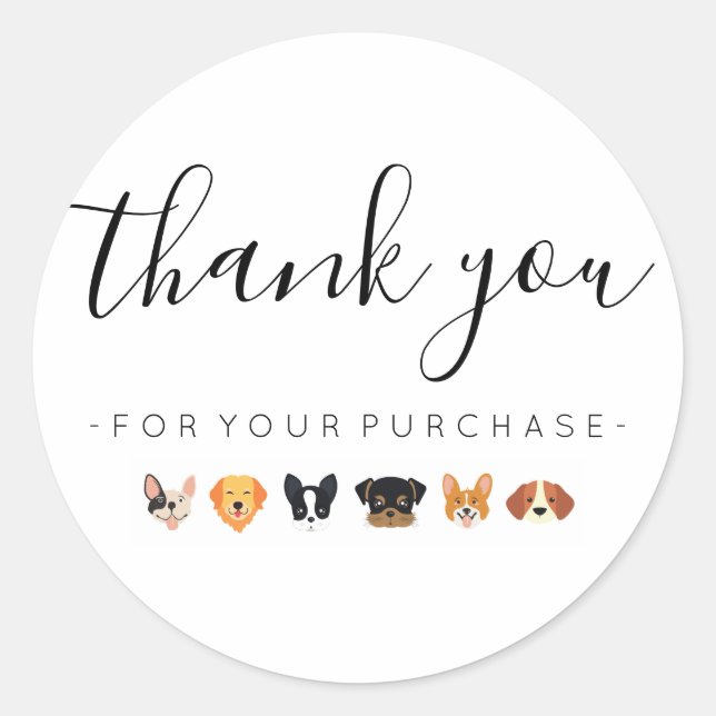 Dog Thank You for Your Purchase Classic Round Sticker (Front)
