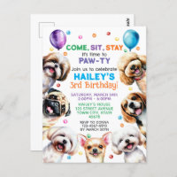 Dog Theme 3rd Birthday Party Invitation