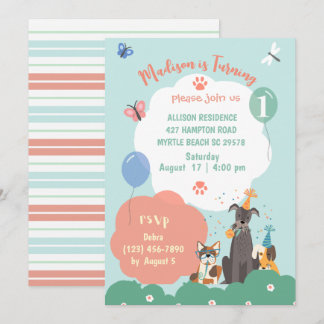 Dog Theme Birthday Party Invitation