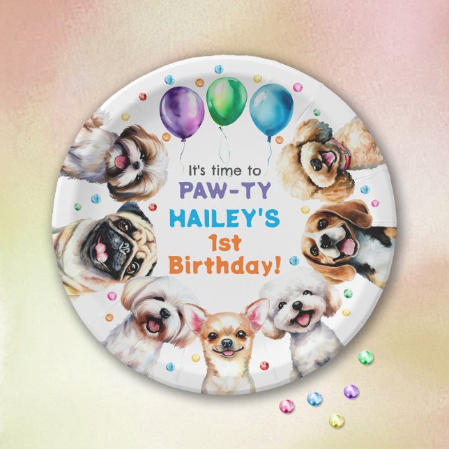 Dog Theme Birthday Party Paper Plate (Creator Uploaded)