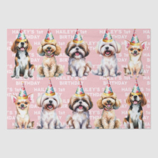 Dog Theme Birthday Party Pink Tissue Paper