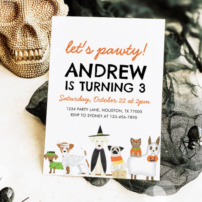 Dog Theme Puppy Party Halloween Birthday Invitation (Creator Uploaded)