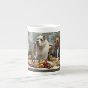"Dog-themed design featuring elegant, relaxed dogs Bone China Mug