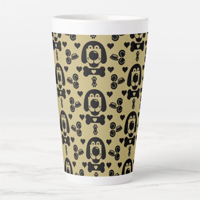 Dog Themed Patterned Latte Mug (Front)