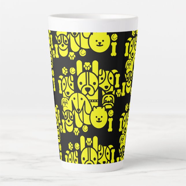 Dog Themed Patterned Latte Mug (Front)