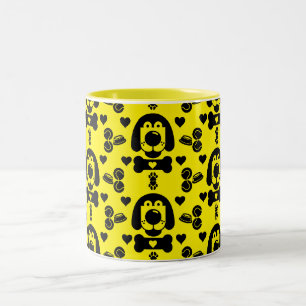 Dog Themed Patterned Two-Tone Coffee Mug