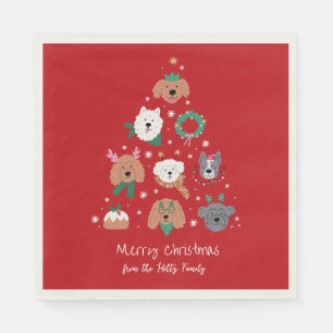 Dog Themed Red Christmas Napkin