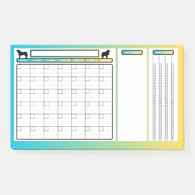 Dog Themed Undated Monthly Calendar Post-It Notes (Front)