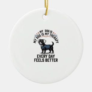 Dog Therapy Shirt Vintage Engraved Dog Lover Gift_ Ceramic Tree Decoration
