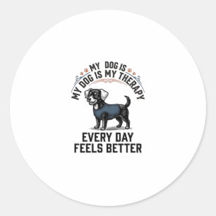 Dog Therapy Shirt Vintage Engraved Dog Lover Gift_ Classic Round Sticker