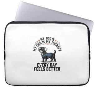 Dog Therapy Shirt Vintage Engraved Dog Lover Gift_ Laptop Sleeve